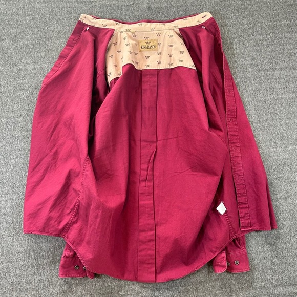 King Ranch Button Down Shirt Western Style Casual Top Long Sleeve Mens Large Red - Picture 3 of 10
